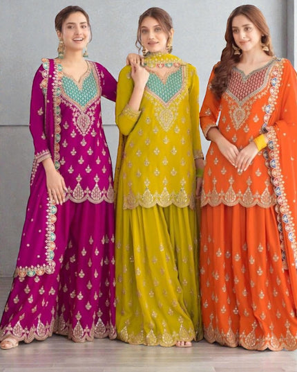 Chiffon sharara suits by Kurti Connection USA