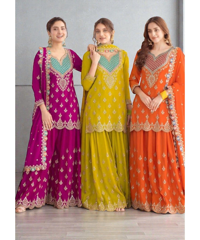 Chiffon sharara suits by Kurti Connection USA