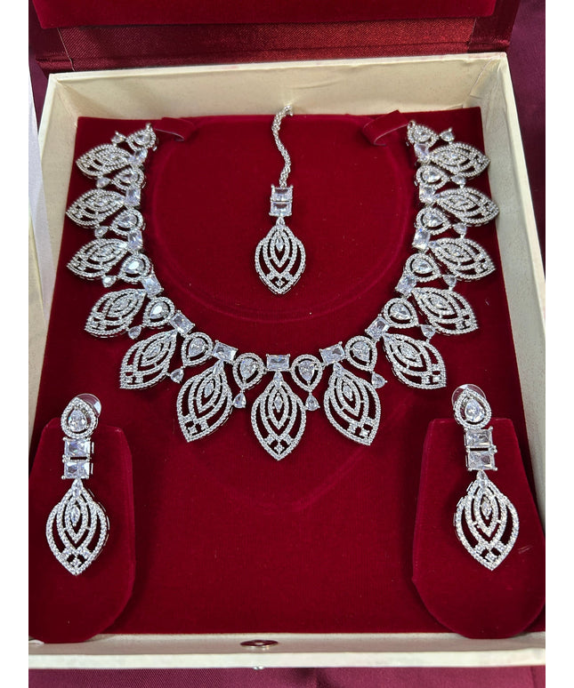 CZ Necklace set by Kurti Connection USA