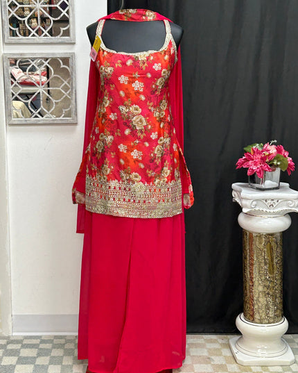 Chinon silk sharara suit by Kurti Connection USA