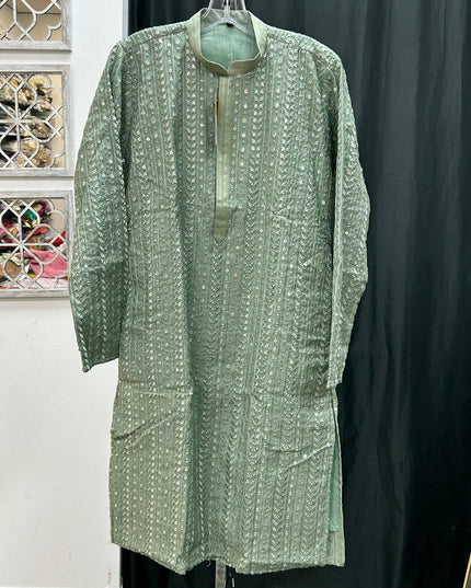 Light green kurta pajama set for men by Kurti Connection USA