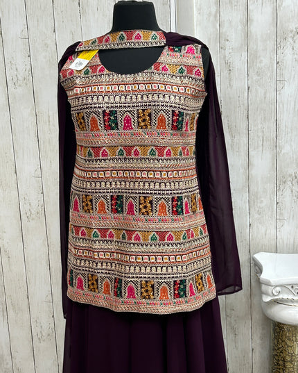 Heavy embroidery work sharara suit