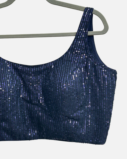 Blue sleeveless blouse