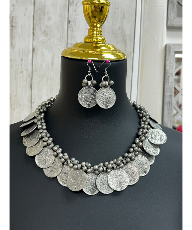Oxidized silver necklace set by Kurti Connection USA