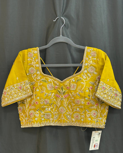 Hand embroidered blouse | tissue silk blouse with all over hand embroidery by Kurti Connection USA