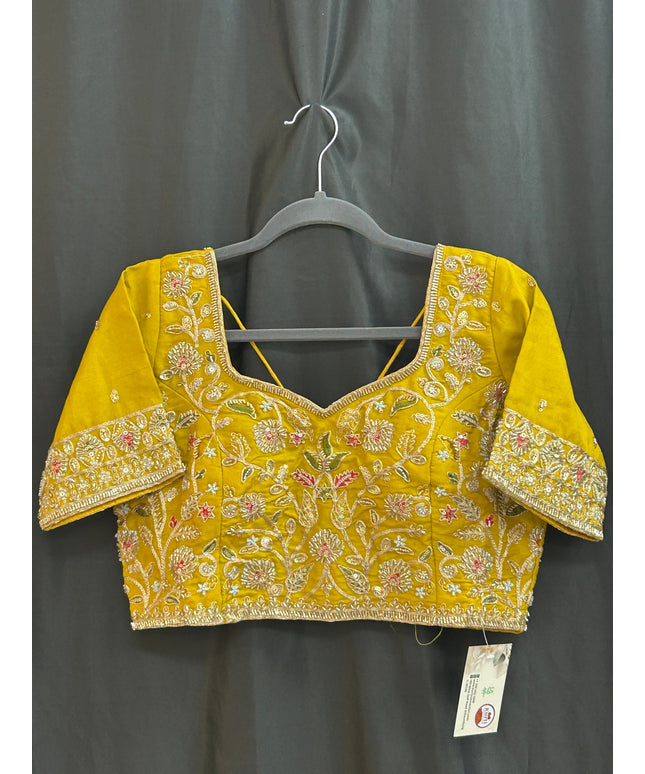 Hand embroidered blouse | tissue silk blouse with all over hand embroidery by Kurti Connection USA