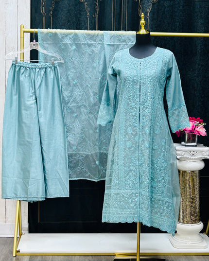 Anarkali suit : pastel blue