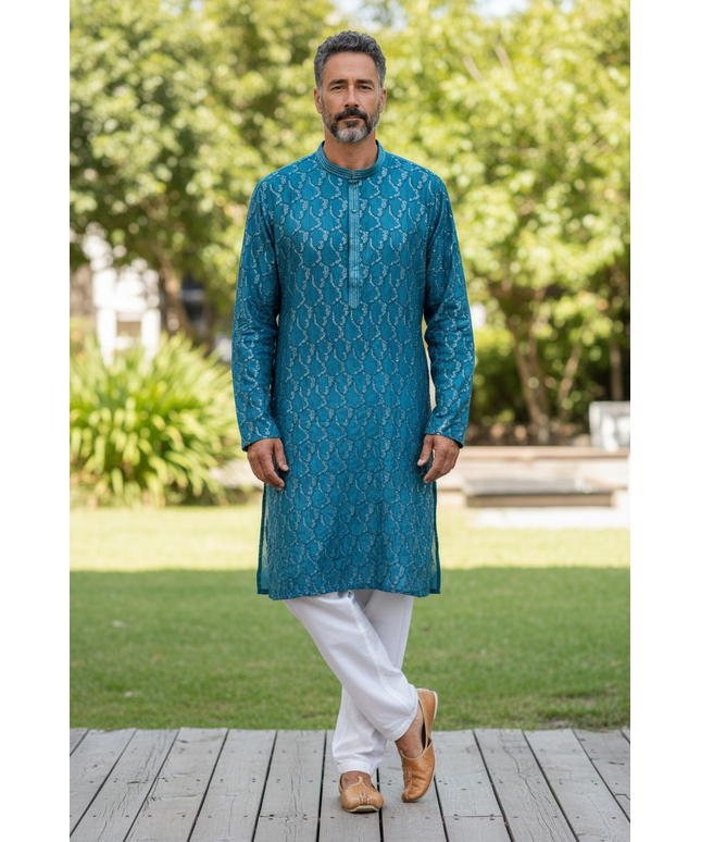 Sequin work kurta pajama set for men