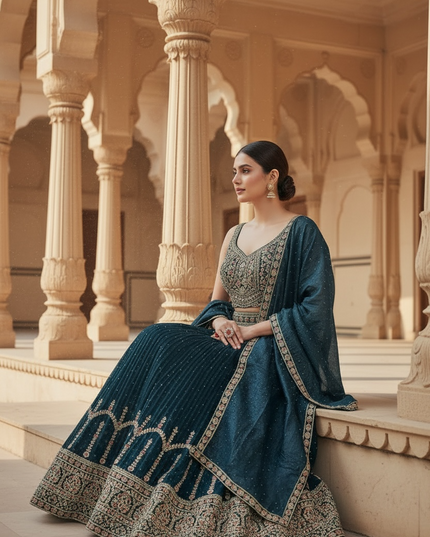 Dark grey lehenga set