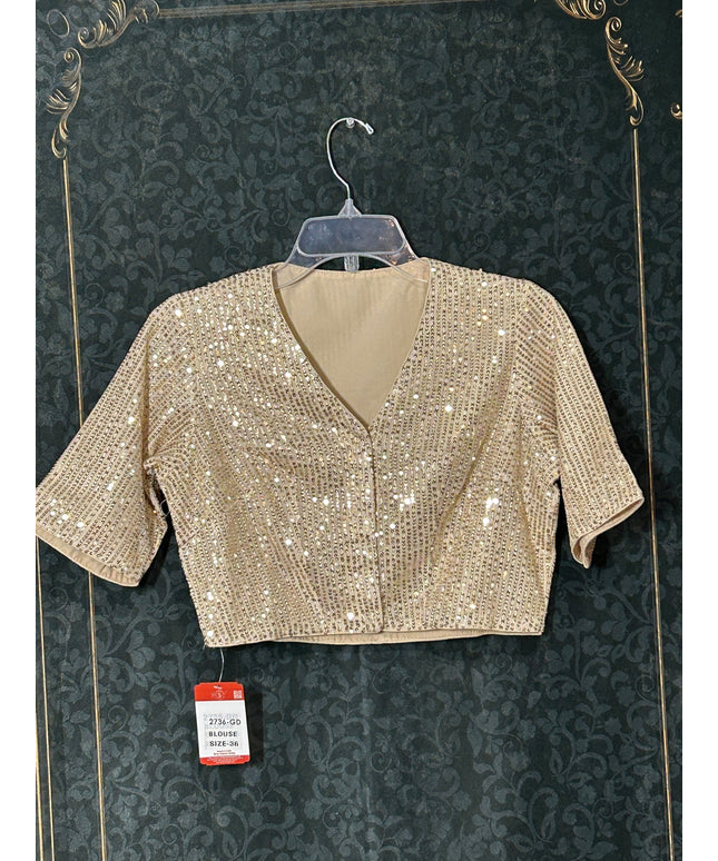 Ligh gold blouse with sequin work