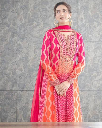 Saawan : Chinon silk long gowns by Kurti Connection USA