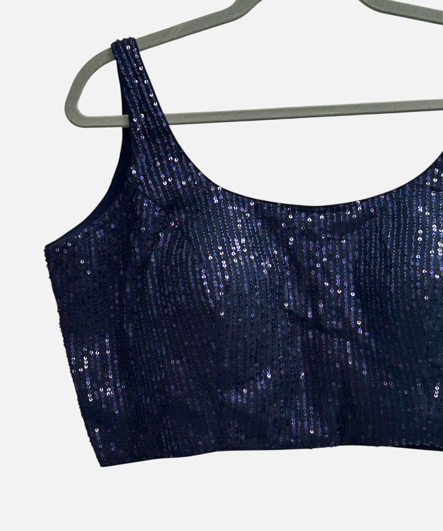 Blue sleeveless blouse