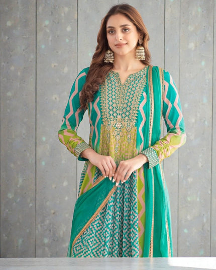 Saawan : Chinon silk long gowns by Kurti Connection USA