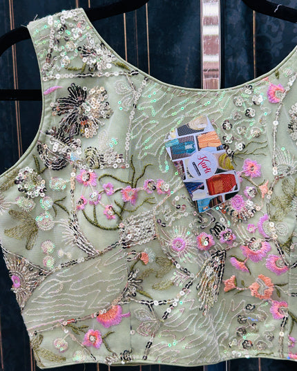 Light green boat neck blouse