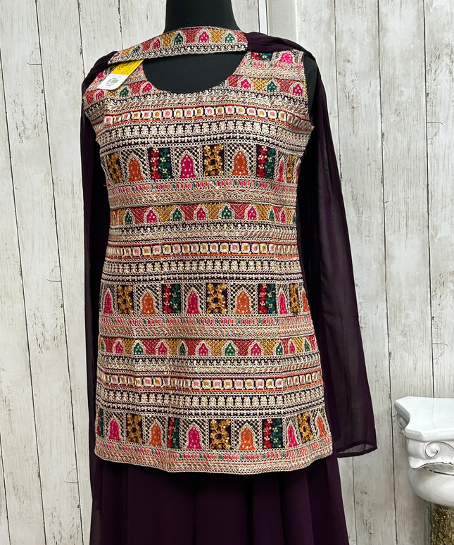 Heavy embroidery work sharara suit