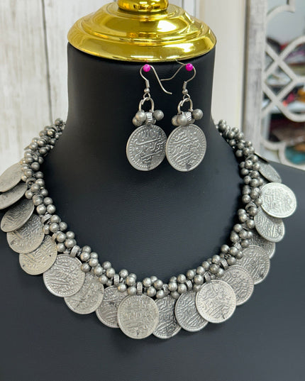 Oxidized silver necklace set by Kurti Connection USA