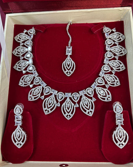 CZ Necklace set by Kurti Connection USA