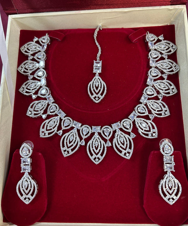 CZ Necklace set by Kurti Connection USA