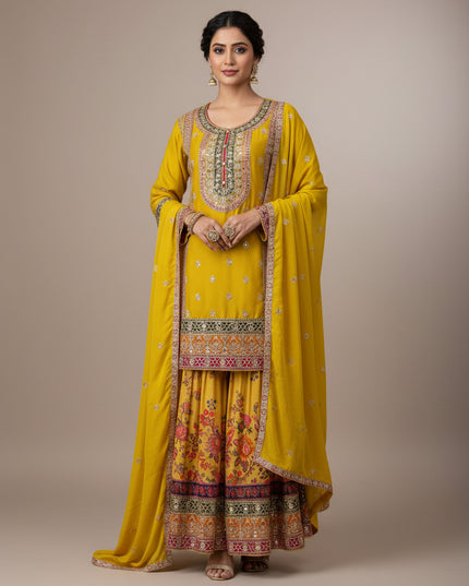 Heavy party wear sharara suit by Kurti Connection USA
