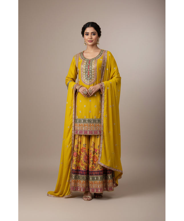 Heavy party wear sharara suit by Kurti Connection USA