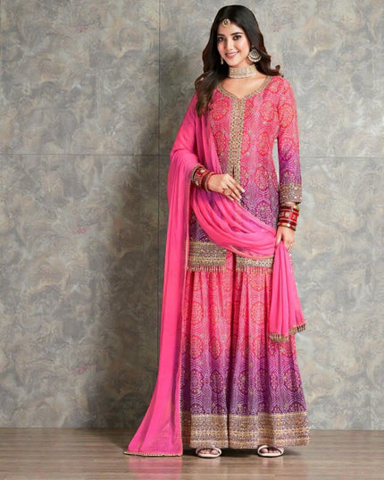 Rangeela : Bandhani silk sharara suits by Kurti Connection USA