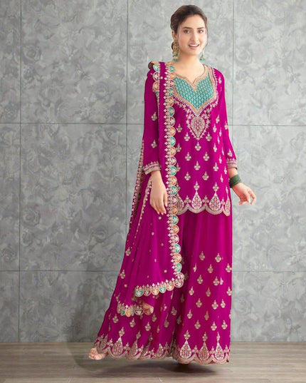 Chiffon sharara suits by Kurti Connection USA
