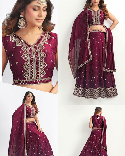 Embroidered Sleeveless Lehenga Choli Set with Dupatta