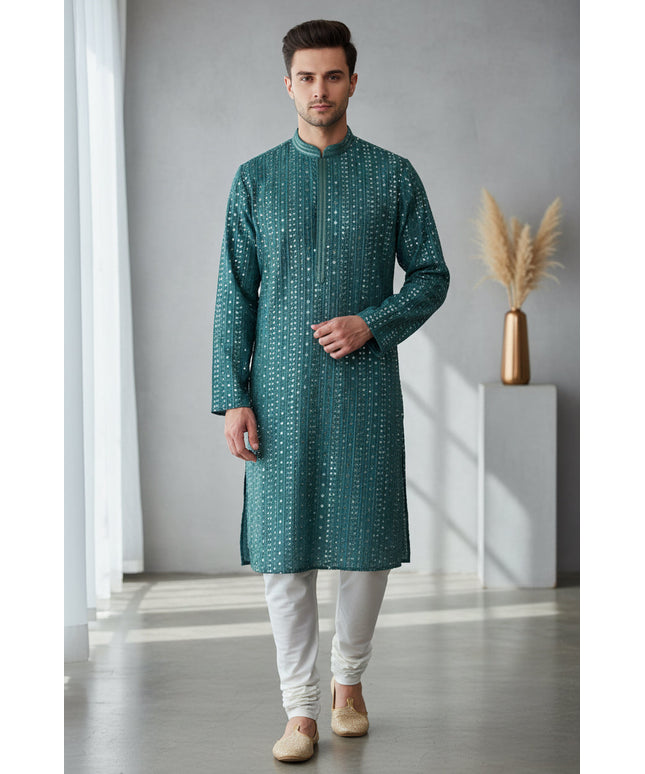 Mirror work kurta pajama set for men by Kurti Connection USA