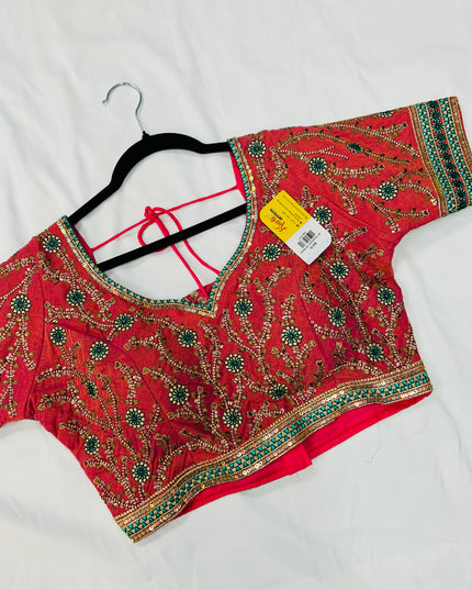 Pink Kanjeevaram silk blouse