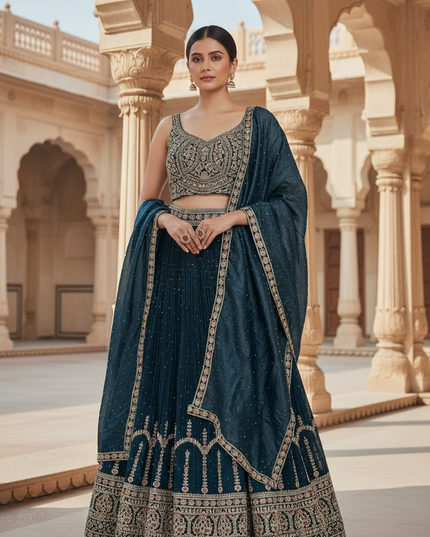 Dark grey lehenga set