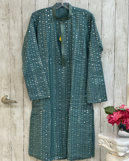 Mirror work kurta pajama set for men by Kurti Connection USA