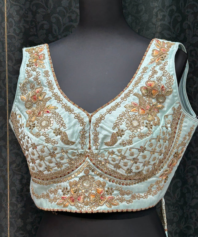 Silk blouse with heavy embroidery work