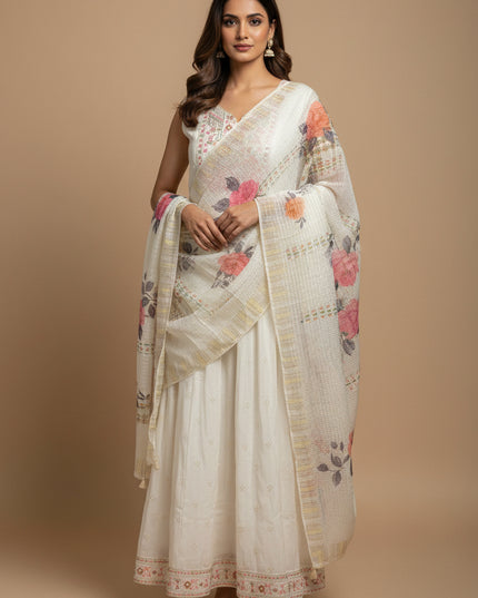 Off white Anarkali Kurti set