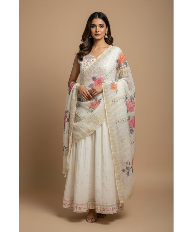 Off white Anarkali Kurti set