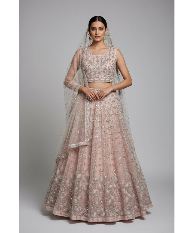 Light peach color lehenga set by Kurti Connection USA