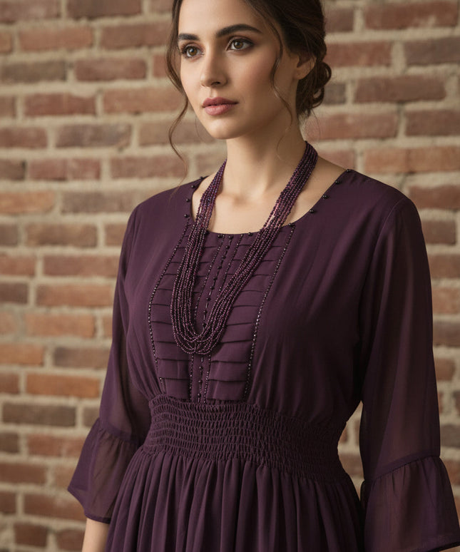 Purple chiffon dress