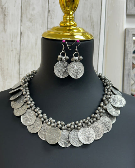 Oxidized silver necklace set by Kurti Connection USA