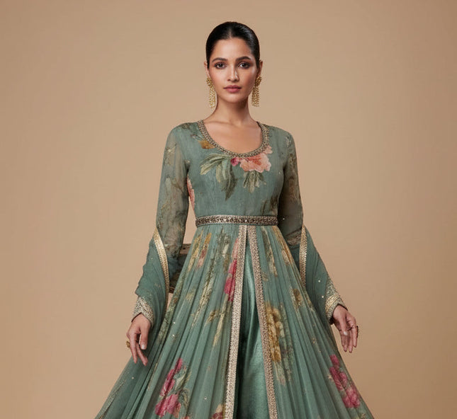 Chiffon Long Kurti set | Long gown