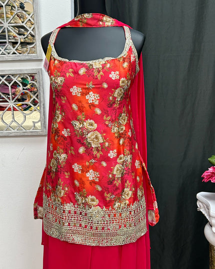 Chinon silk sharara suit by Kurti Connection USA