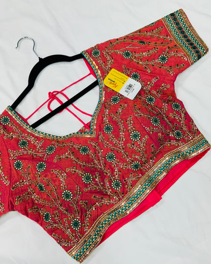 Pink Kanjeevaram silk blouse