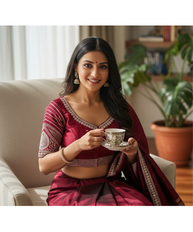 Satin silk blouses by Kurti Connection USA