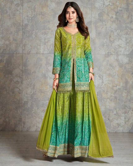 Rangeela : Bandhani silk sharara suits by Kurti Connection USA
