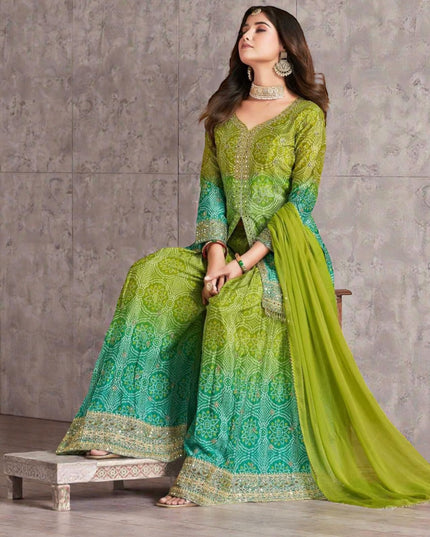 Rangeela : Bandhani silk sharara suits by Kurti Connection USA