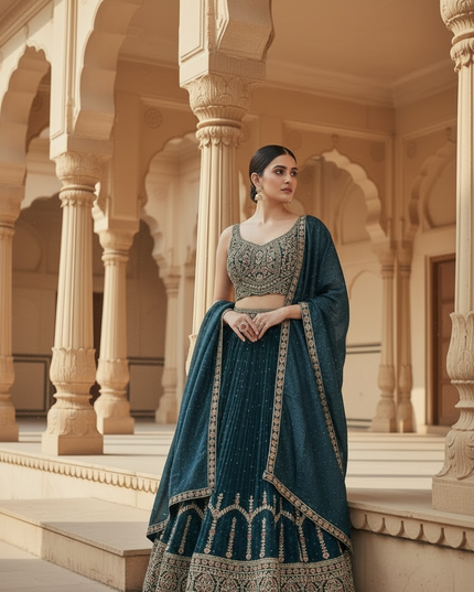 Dark grey lehenga set