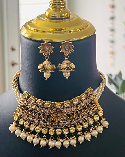 Traditional Kundan choker necklace set by Kurti Connection USA