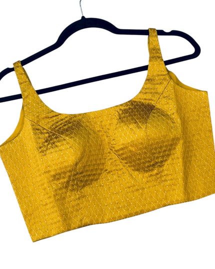 Mustard yellow sleeveless blouse by Kurti Connection USA