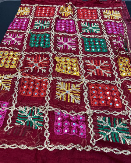 Embroidered phulkari dupatta by Kurti Connection USA
