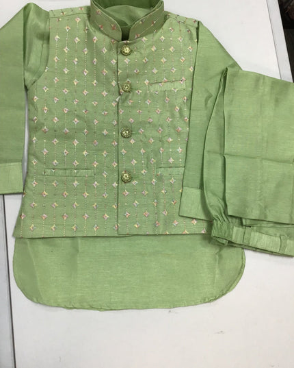 Pista green kurta with jacket