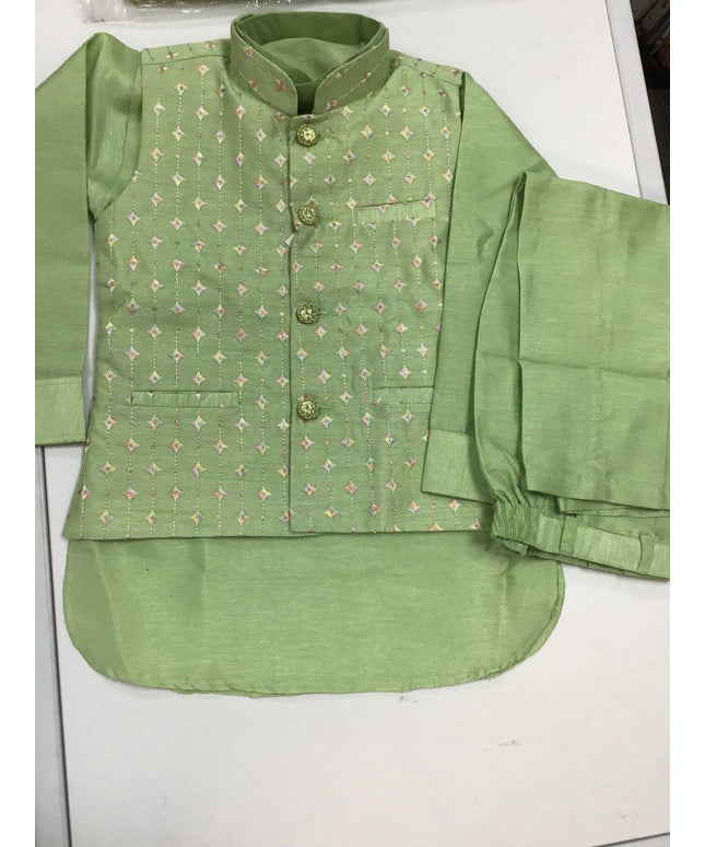 Pista green kurta with jacket