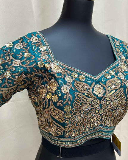 Designer Blouse : Teal green